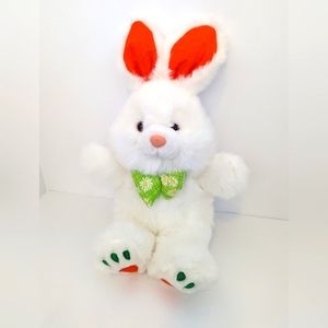 Kids of America White Easter Bunny Rabbit Plush Stuffed Animal Flower Bow Tie